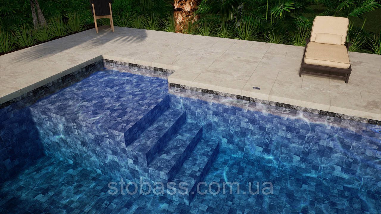3D Лайнер (плівка ПВХ) для басейнів Fidji Vintage Grey CGT Alkor AQUASENSE Signature 1,65х21 - Зображення 3
