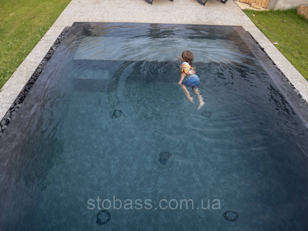 3D Лайнер (плівка ПВХ) для басейнів Black Slate CGT Alkor AQUASENSE EMB 1,65х21 - Зображення 3