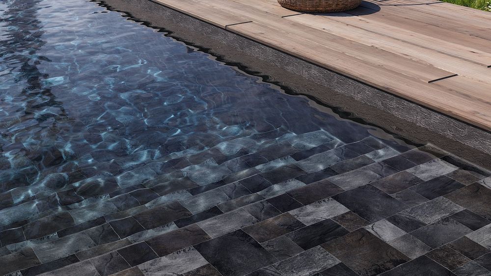 3D Лайнер (плівка ПВХ) для басейнів Fidji Brown Basalt + Black Slate CGT Alkor Mix & Match 1,65х25м - Зображення 5