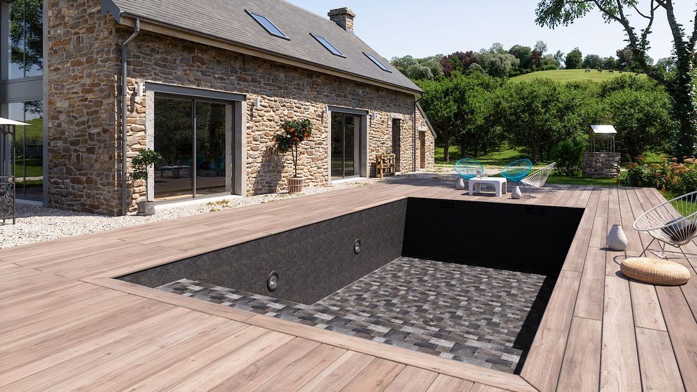 3D Лайнер (плівка ПВХ) для басейнів Fidji Brown Basalt + Black Slate CGT Alkor Mix & Match 1,65х25м - Зображення 2